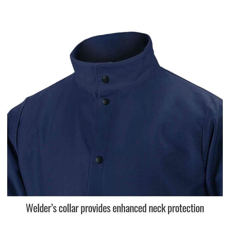 Black Stallion REVCO - FN9-30C-M FN9-30C 30"" 9oz. Navy FR Cotton Welding Jacket  Large (Medium) - Image 3